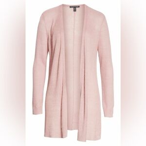 Eileen Fisher Women's Medium Open Front Cardigan Organic Linen Cotton Blush Pink